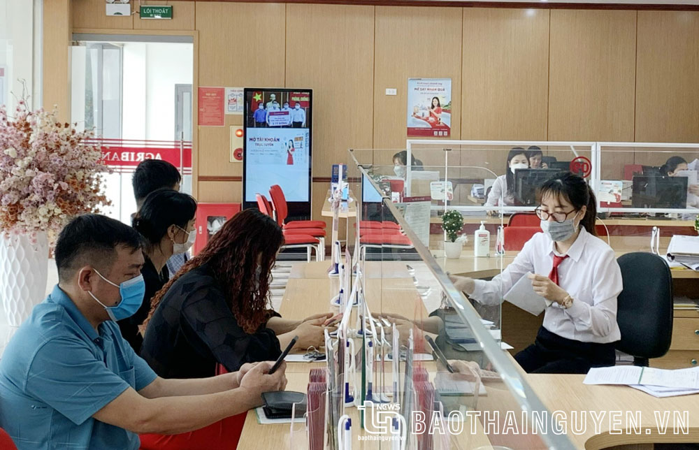 Khách hàng giao dịch tại Agribank Chi nhánh Nam Thái Nguyên.