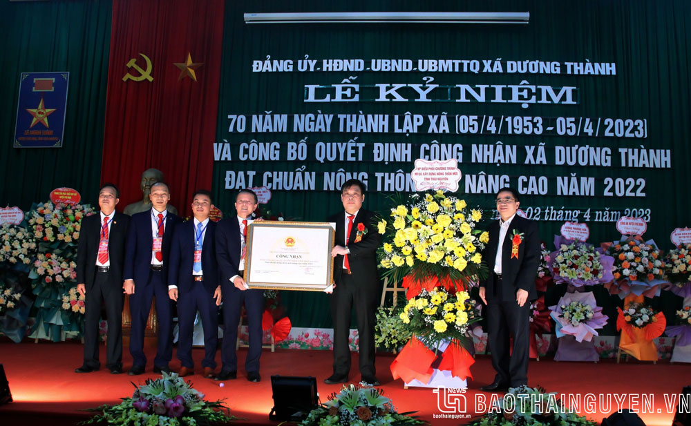 Xã Dương Thành được UBND tỉnh công nhận xã nông thôn mới nâng cao năm 2022.