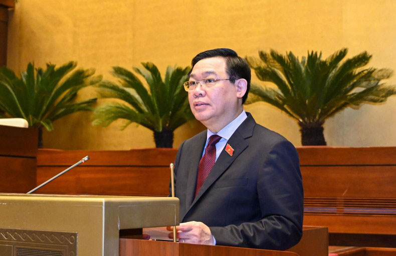 Chủ tịch Quốc hội Vương Đình Huệ phát biểu khai mạc Hội nghị.