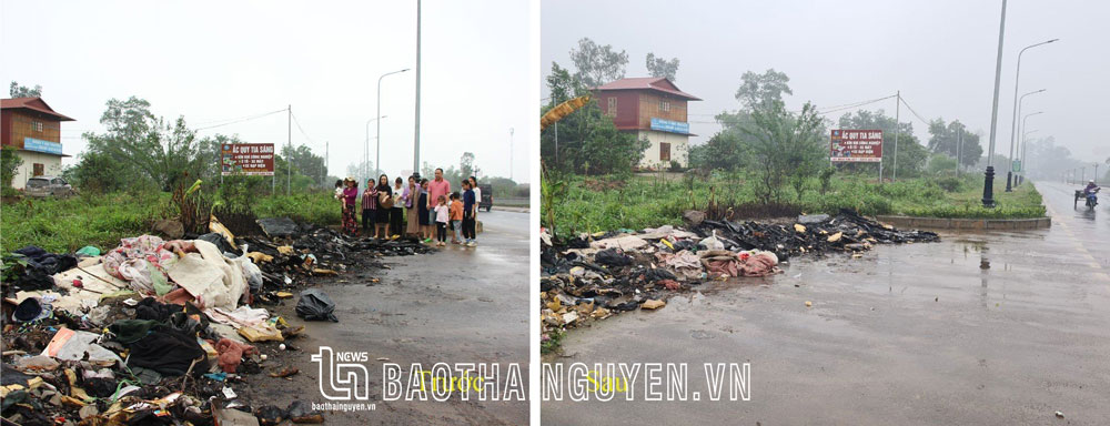 Đống rác cạnh đường Việt Bắc còn nguyên khiến người dân trong khu vực bức xúc.