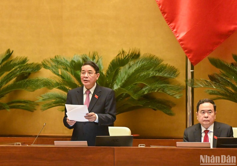 Phó Chủ tịch Quốc hội Nguyễn Đức Hải điều hành phiên thảo luận về dự án Luật Hợp tác xã (sửa đổi). (Ảnh: DUY LINH)