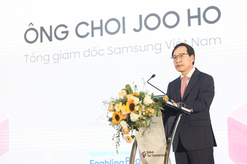 Tổng Giám đốc Samsung Việt Nam, ông Choi Joo Ho phát biểu tại Lễ phát động cuộc thi Solve for Tomorrow 2023.