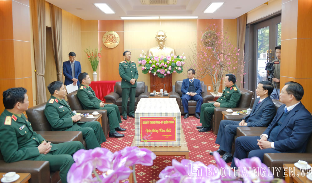 Đại tướng Phan Văn Giang phát biểu tại buổi làm việc với tỉnh Thái Nguyên.