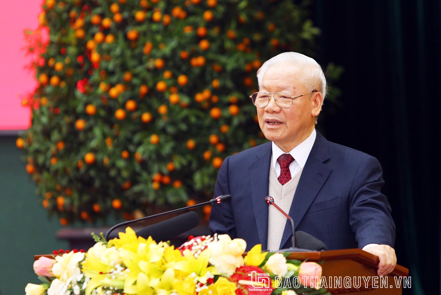 Tổng Bí thư Nguyễn Phú Trọng phát biểu chỉ đạo tại buổi làm việc với tập thể lãnh đạo tỉnh Thái Nguyên.