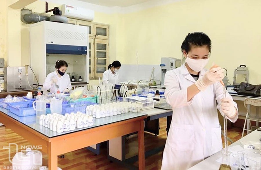 Sinh viên Trường Đại học Khoa học nghiên cứu tại phòng thí nghiệm.