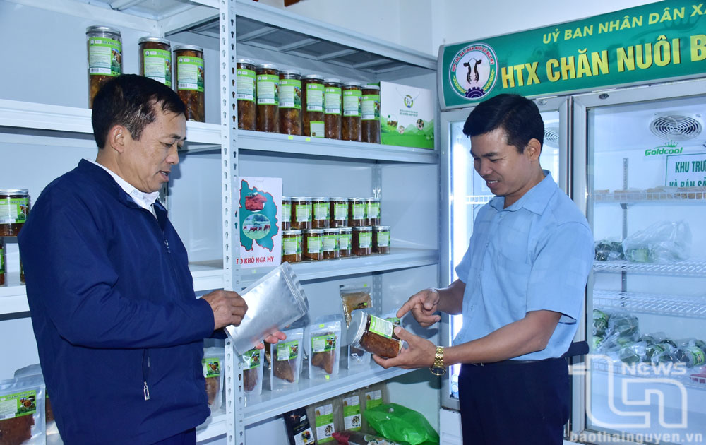 Khu trưng bày sản phẩm của Hợp tác xã chăn nuôi bò và dịch vụ sản xuất nông nghiệp Nga My. 