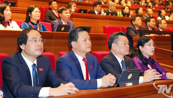 (Ảnh) Đoàn đại biểu Đảng bộ tỉnh Thái Nguyên tại phiên bế mạc Đại hội XIV