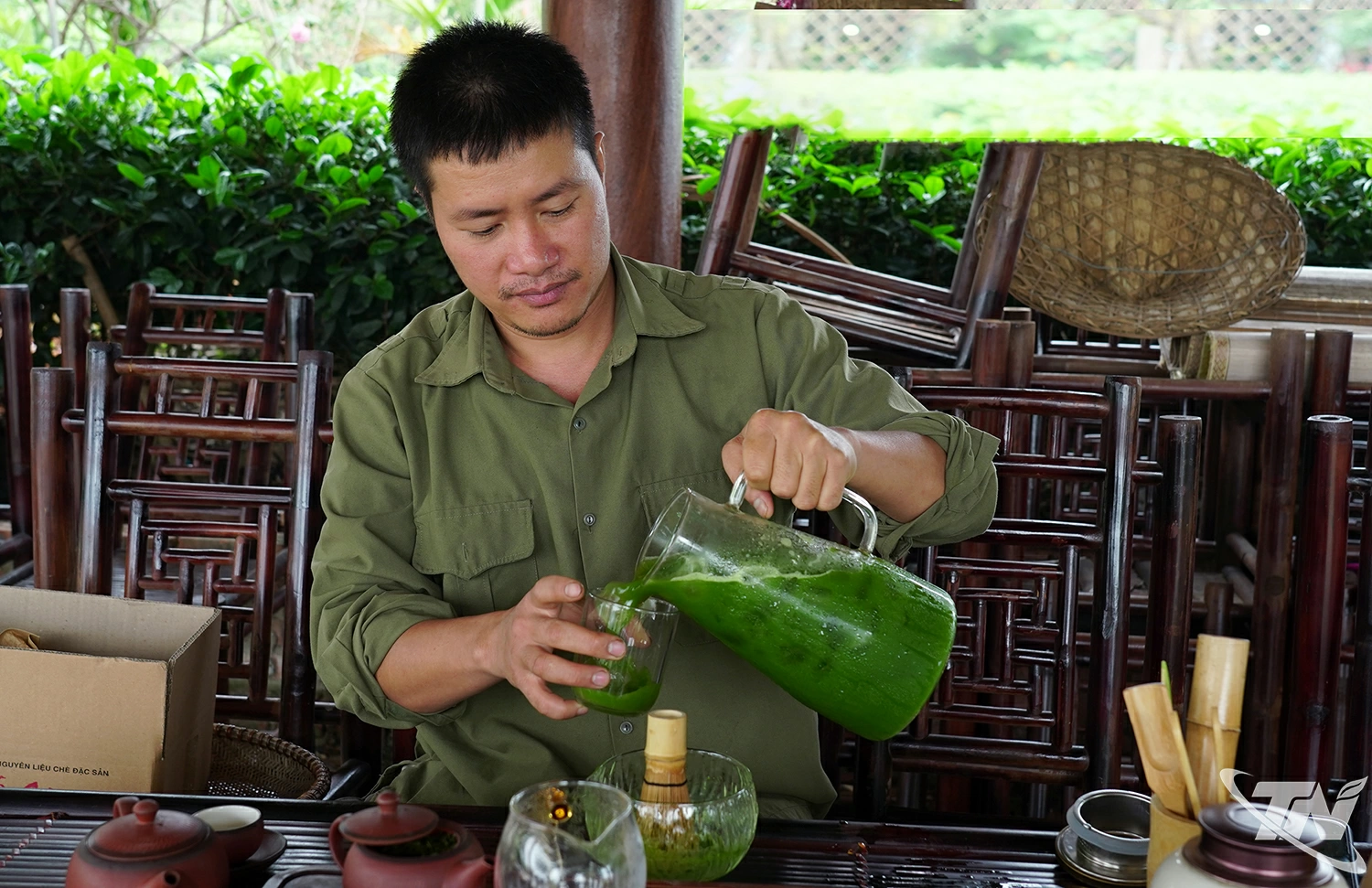 Sản phẩm trà matcha của Lê Sơn Hải không chỉ cho chất lượng thơm ngon mà còn vô cùng đẹp mắt.