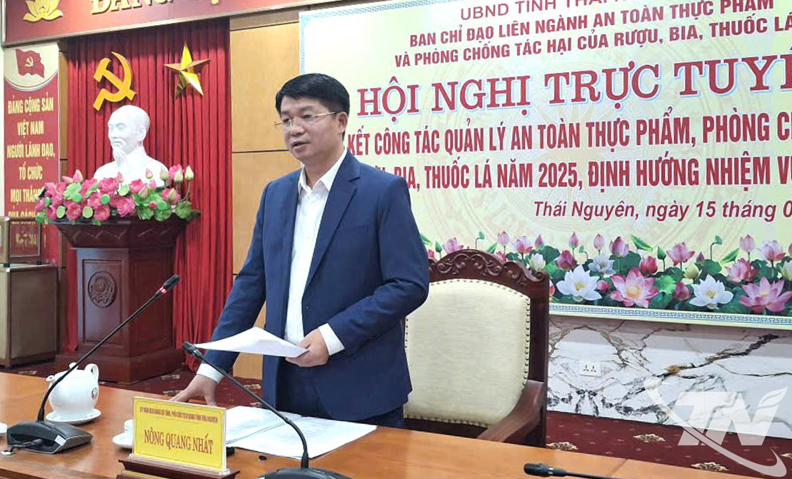 Đồng chí Nông Quang Nhất, Phó Chủ tịch UBND tỉnh phát biểu tại Hội nghị.