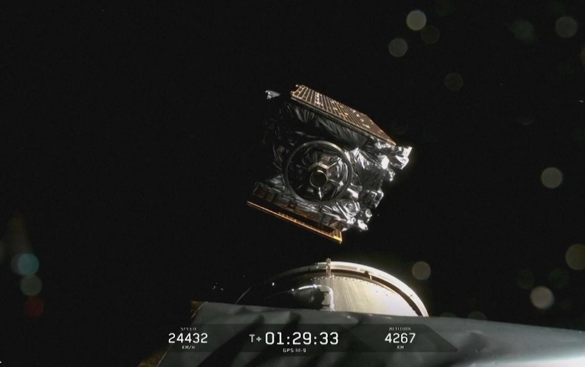Vệ tinh GPS III-9 được triển khai khoảng 90 phút sau khi phóng.