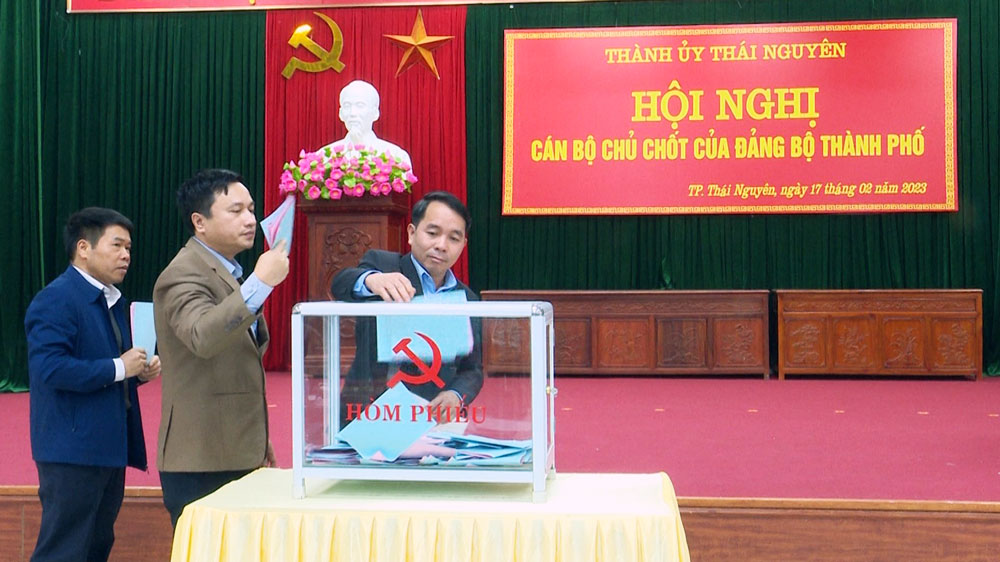 Các đại biểu bỏ phiếu giới thiệu, bổ sung quy hoạch cấp ủy các chức danh các chức danh cán bộ lãnh đạo quản lý TP. Thái Nguyên.