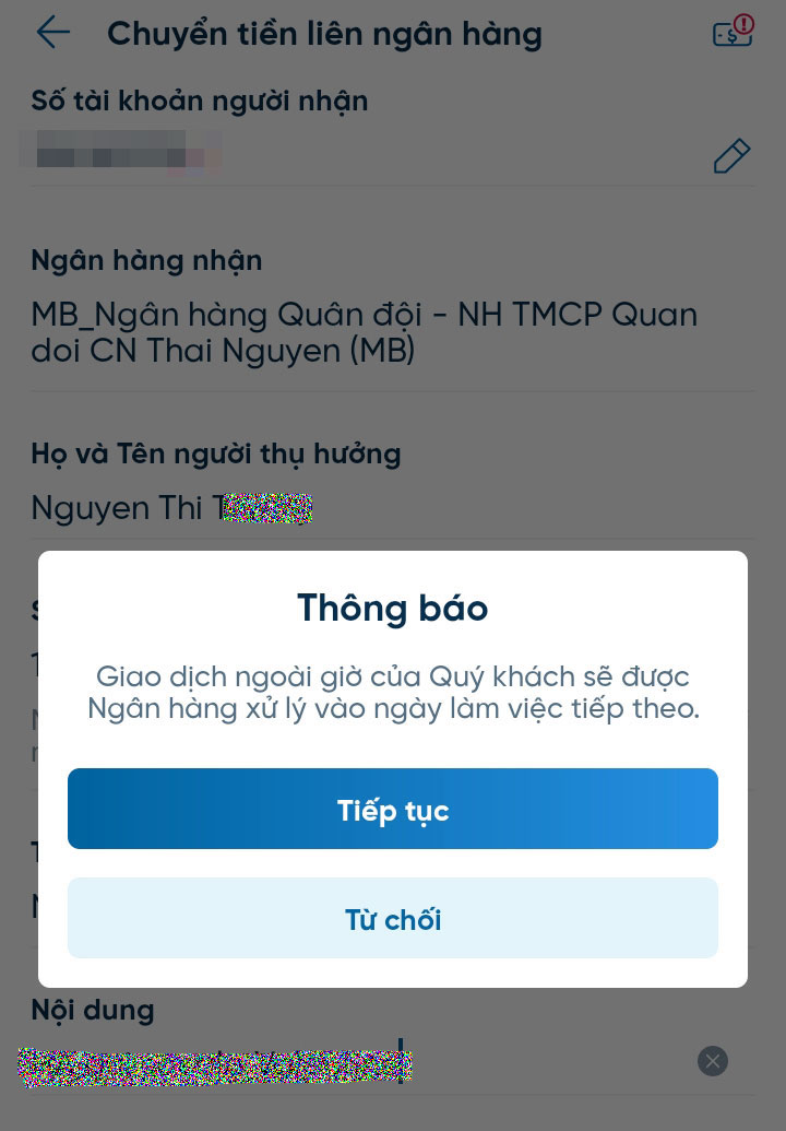 Một số giao dịch thực hiện không được các ngân hàng xử lý kịp thời.

