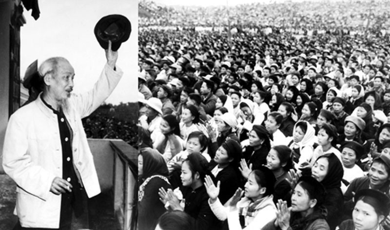 Bác Hồ nói chuyện với cán bộ và nhân dân Thái Nguyên tại Sân vận động Thái Nguyên, ngày 1/1/1964. Ảnh: Tư liệu