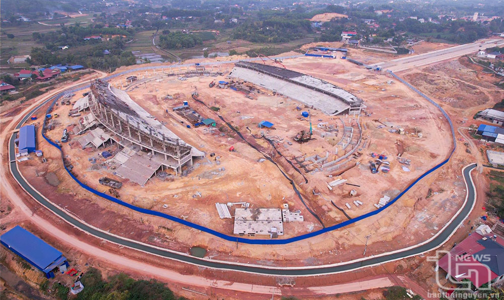 Hình hài Sân vận động Thái Nguyên sau hơn 1 năm thi công.