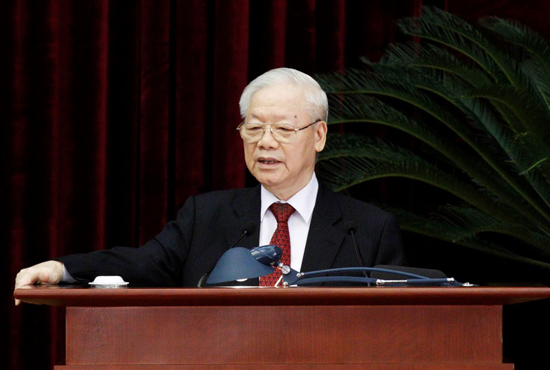 Tổng Bí thư Nguyễn Phú Trọng phát biểu bế mạc Hội nghị lần thứ tám Ban Chấp hành Trung ương Đảng Cộng sản Việt Nam khóa XIII.