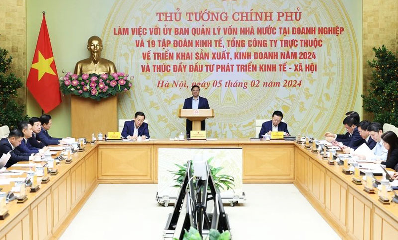 Thủ tướng Phạm Minh Chính làm việc với Ủy ban Quản lý vốn Nhà nước tại doanh nghiệp và 19 Tập đoàn, Tổng công ty.