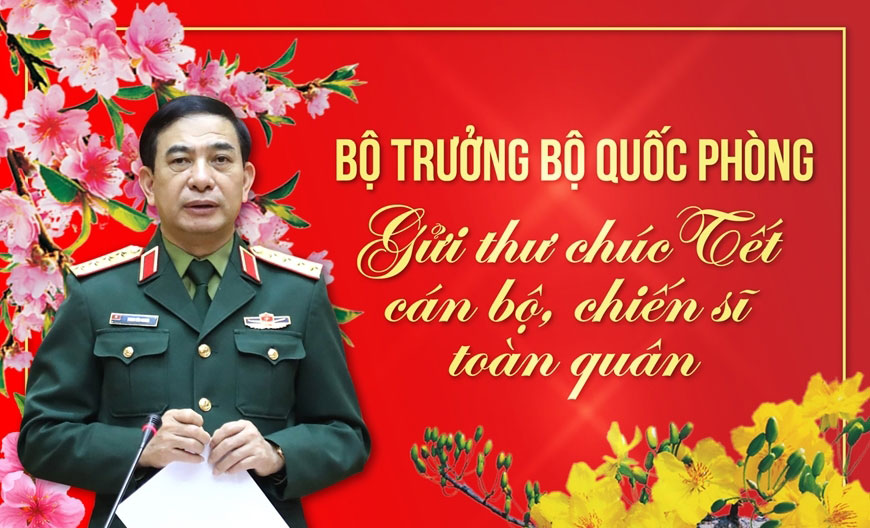 Nhân dịp đón Xuân Bính Ngọ 2026, Đại tướng Phan Văn Giang có thư gửi sĩ quan, quân nhân chuyên nghiệp, hạ sĩ quan, binh sĩ, công nhân và viên chức quốc phòng, người lao động toàn quân, lực lượng Dân quân tự vệ và Dự bị động viên cả nước.