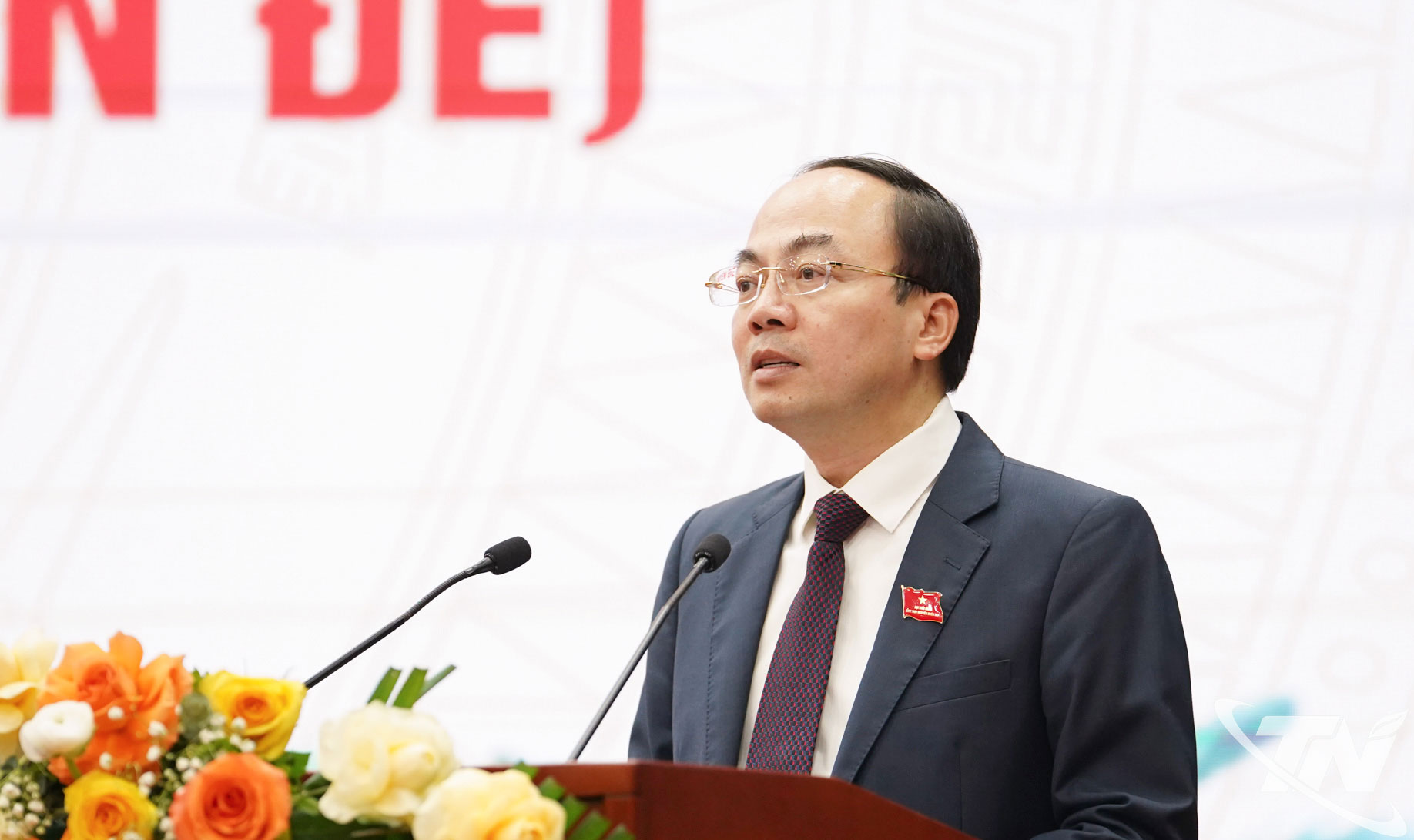 Đồng chí Phó Bí thư Thường trực Tỉnh ủy, Chủ tịch HĐND tỉnh Nguyễn Đăng Bình phát biểu tại Kỳ họp.