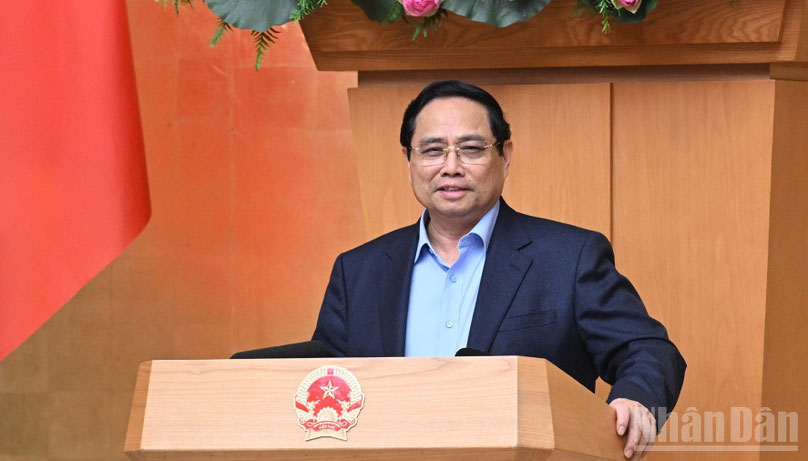 Thủ tướng Chính phủ Phạm Minh Chính phát biểu kết luận cuộc họp.