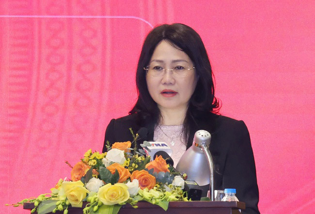 Đồng chí Lâm Thị Phương Thanh phát biểu tại buổi tập huấn (Ảnh: Cổng Thông tin điện tử Bộ Văn hóa, Thể thao và Du lịch)