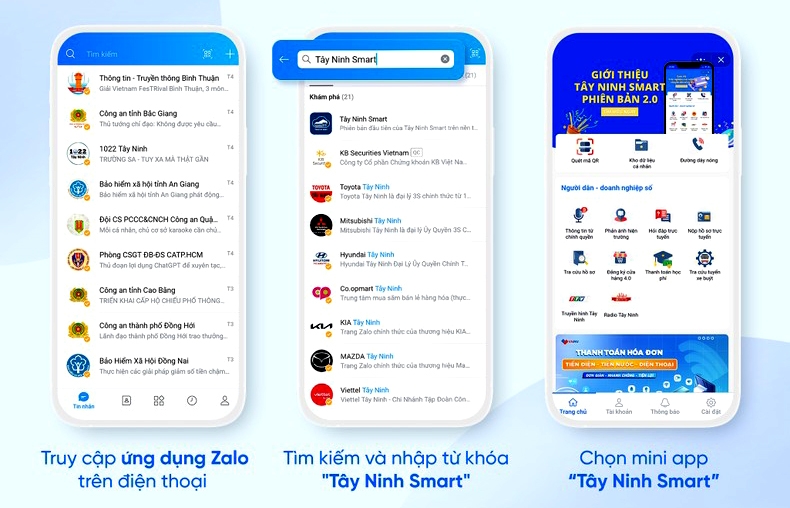 Với mini app “Tây Ninh Smart” trên nền tảng Zalo, người dân không cần phải tải, cài đặt thêm bất kỳ ứng dụng nào. 