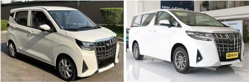 Weiao Boma EV (trái) và Toyota Alphard (phải)