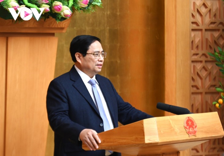 Prime Minister Pham Minh Chinh chairs the Government meeting for February on March 2, 2024. (photo: VOV)