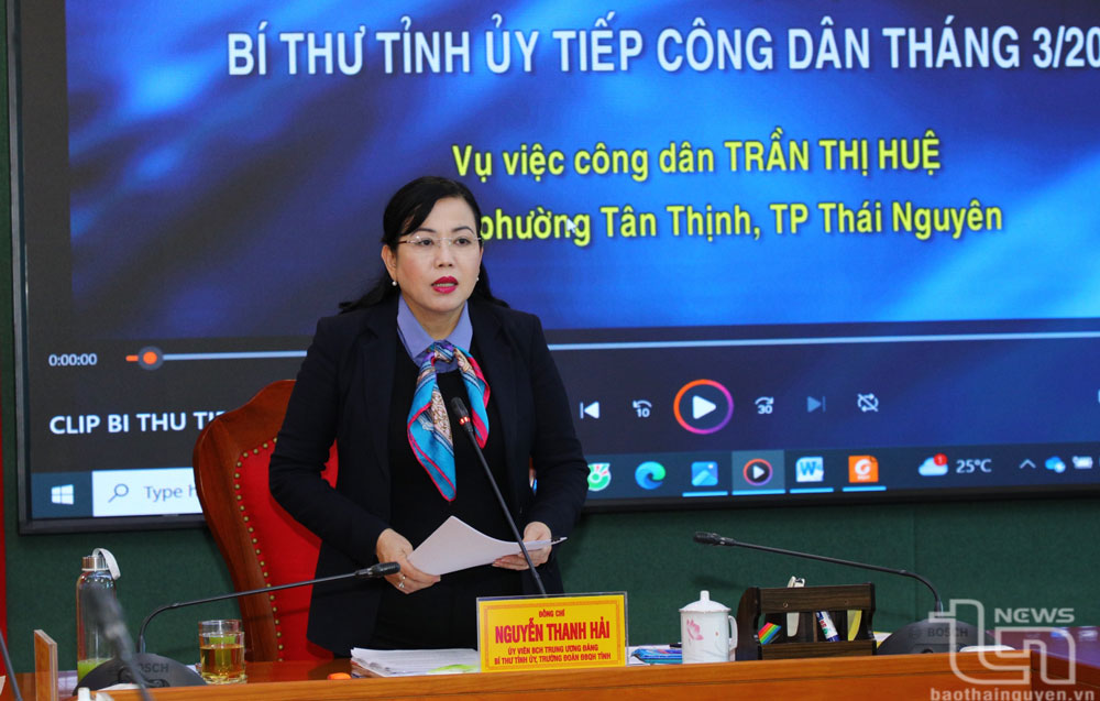 Đồng chí Bí thư Tỉnh ủy Nguyễn Thanh Hải phát biểu kết luận buổi tiếp công dân.