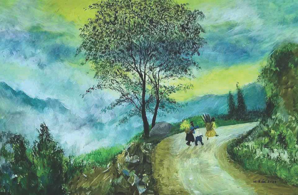 Đường về. Tranh: Hoàng Báu
