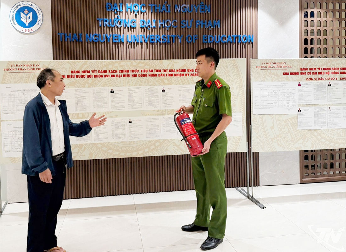 Hướng dẫn đảm bảo an toàn phòng cháy, chữa cháy tại điểm bầu cử Trường Đại học Sư phạm – Đại học Thái Nguyên.