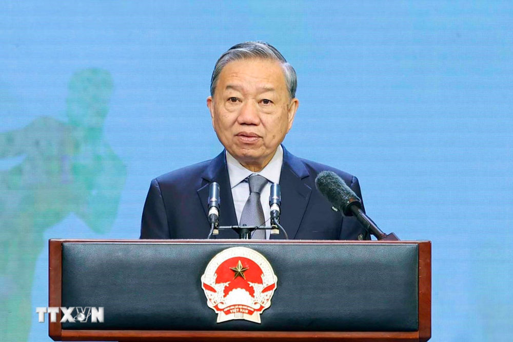 Tổng Bí thư Tô Lâm phát biểu tại Lễ kỷ niệm 80 năm Ngày truyền thống ngành Thể dục thể thao Việt Nam. Ảnh: TTXVN