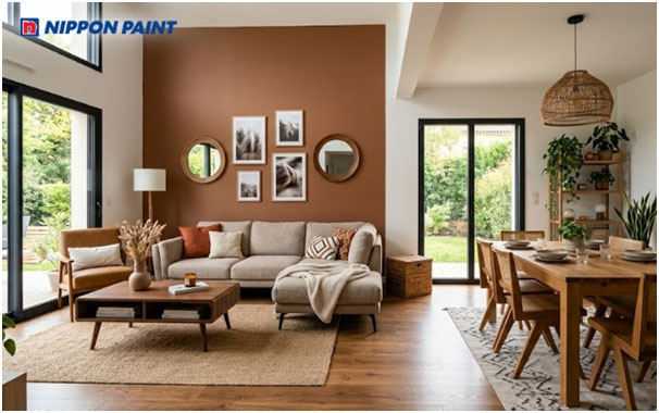 Màu nâu giúp không gian trở nên ấm áp và gần gũi.