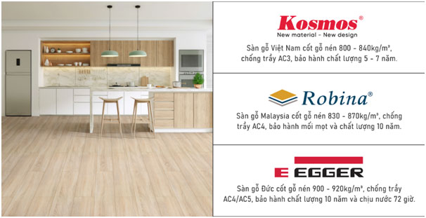 3 sàn gỗ có thông số kỹ thuật đáp ứng nhu cầu sử dụng.