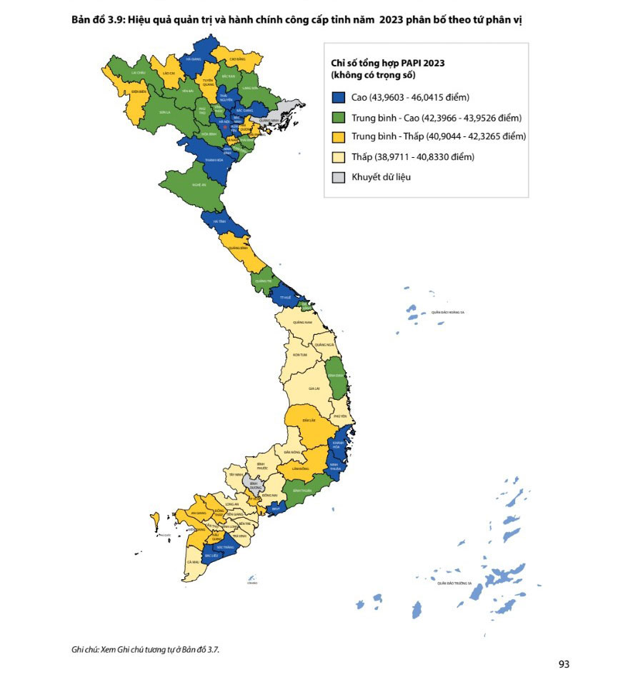 Thái Nguyên đứng thứ 2 cả nước về Chỉ số PAPI năm 2023. Ảnh: Trích Báo cáo PAPI năm 2023 