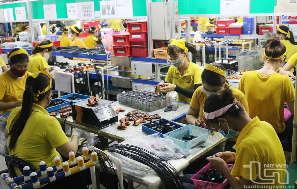 Trước khi vào làm việc, người lao động tại Công ty TNHH KSD Vina (Khu công nghiệp Điềm Thụy) được trang bị kiến thức cơ bản về an toàn lao động.