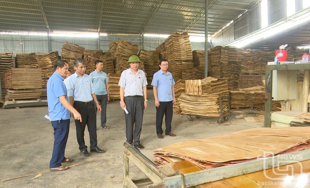  Ban Kinh tế - Ngân sách khảo sát tại một cơ sở chế biến lâm sản trên địa bàn huyện Phú Bình.