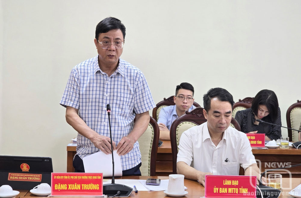 Đồng chí Phó Chủ tịch Thường trực UBND tỉnh Đặng Xuân Trường phát biểu tại Hội nghị.