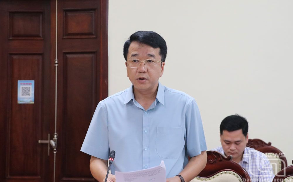 Đồng chí Nguyễn Thanh Bình, Phó Chủ tịch UBND tỉnh, phát biểu tại Hội nghị.