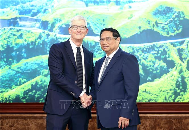 Thủ tướng Phạm Minh Chính tiếp Giám đốc điều hành Tập đoàn Apple Tim Cook.