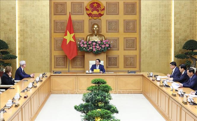Thủ tướng Phạm Minh Chính tiếp Giám đốc điều hành Tập đoàn Apple Tim Cook.