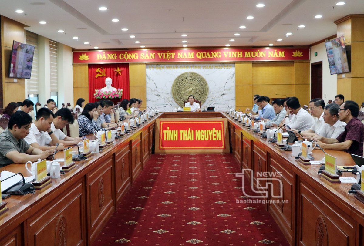 Lãnh đạo tỉnh và đại diện các ngành dự tại đầu cầu Thái Nguyên