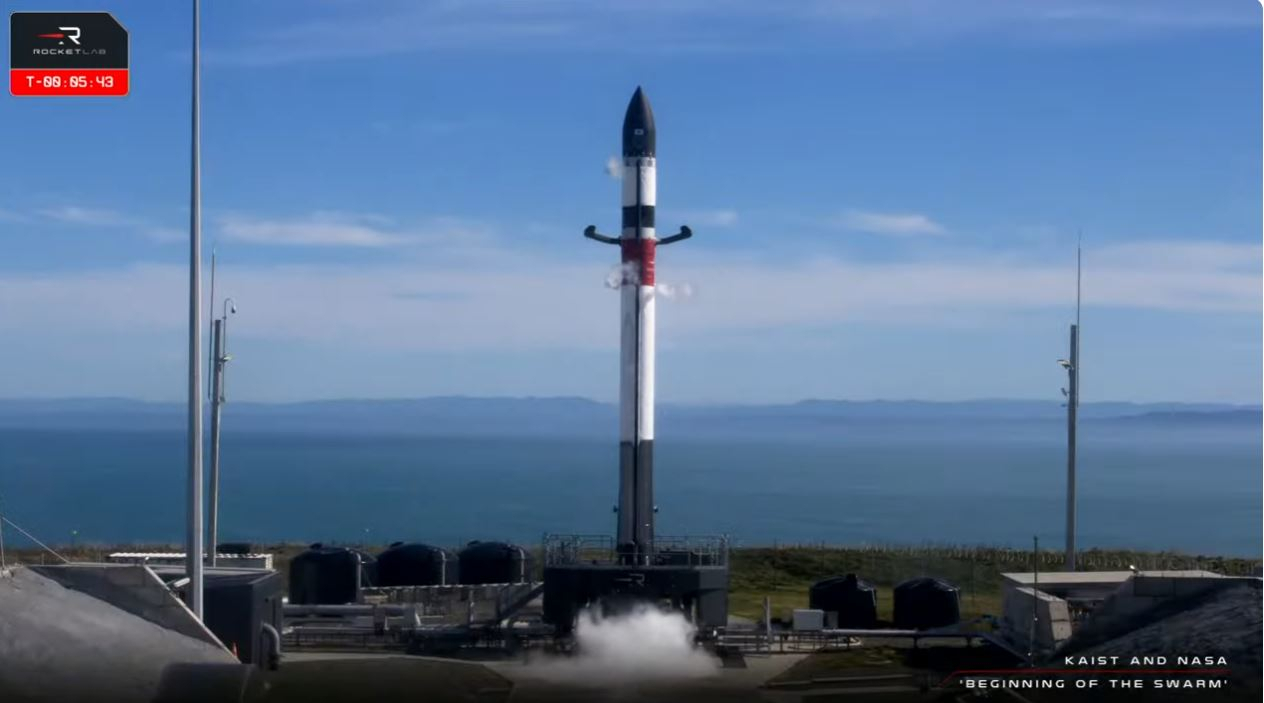 Vệ tinh được phóng lên từ sân bay vũ trụ của công ty Rocket Lab ở Mahia (New Zealand) vào khoảng 10h08 sáng 24/4 (giờ địa phương). Ảnh: Rocket Lab