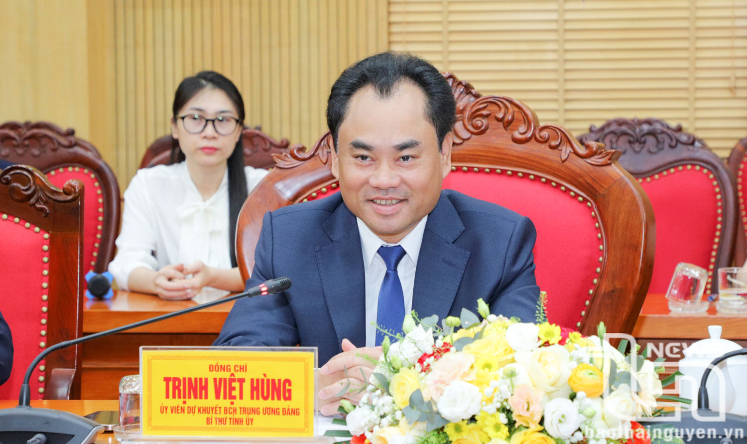 Đồng chí Bí thư Tỉnh ủy Trịnh Việt Hùng phát biểu tại buổi làm việc.