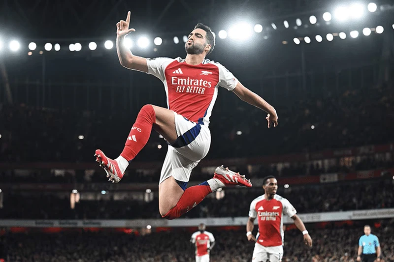 Mikel Merino mở tỷ số cho Arsenal trước Fullham. (Ảnh: Arsenal FC)