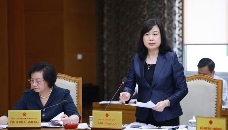 Bộ trưởng Y tế Đào Hồng Lan phát biểu ý kiến tại cuộc làm việc. (Ảnh: VGP/Nhật Bắc)