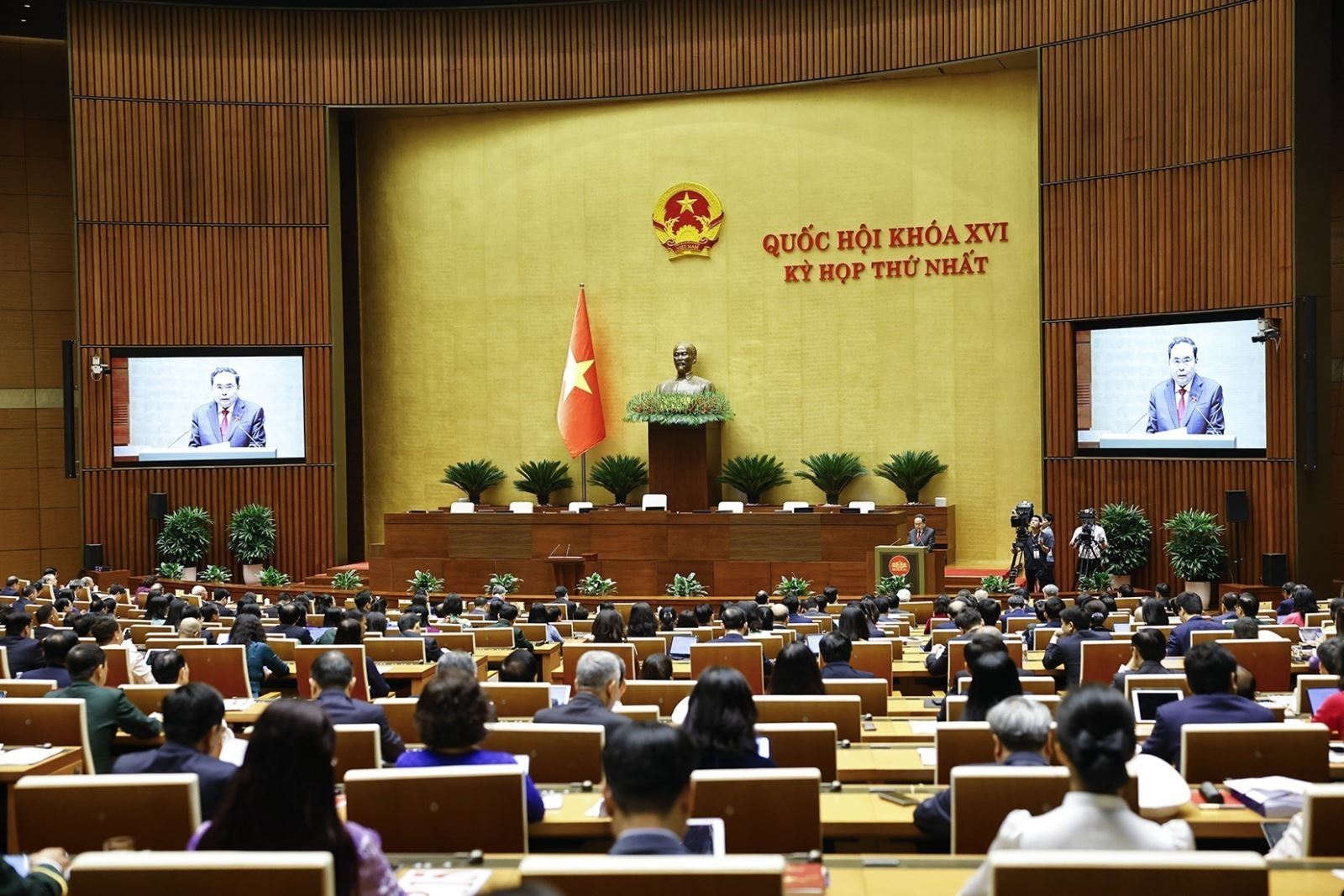 Đồng chí Trần Thanh Mẫn, Chủ tịch Quốc hội khóa XV phát biểu khai mạc Kỳ họp thứ Nhất, Quốc hội khóa XVI. Ảnh: Doãn Tấn/TTXVN