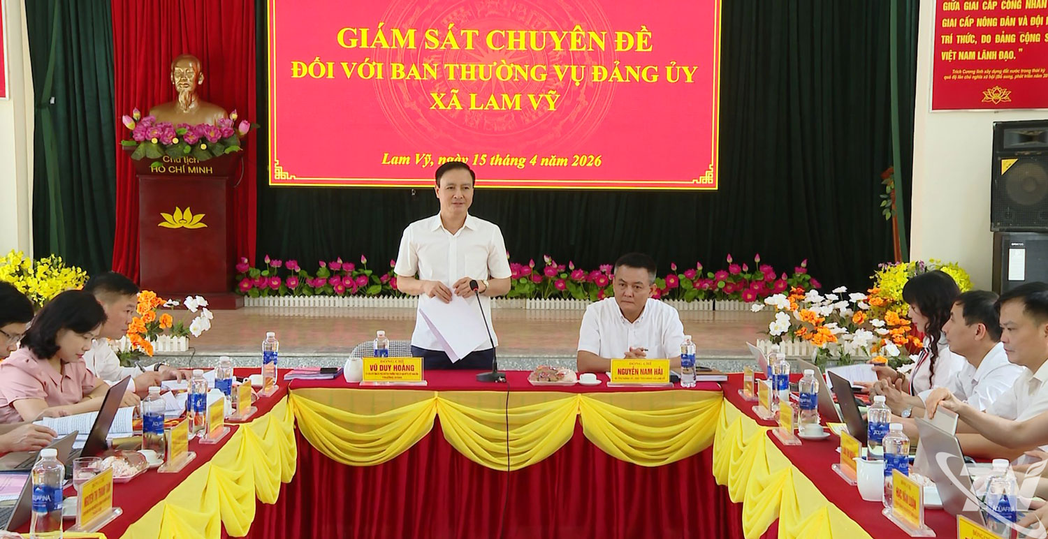 Đồng chí Vũ Duy Hoàng, Trưởng đoàn giám sát phát biểu tại buổi làm việc