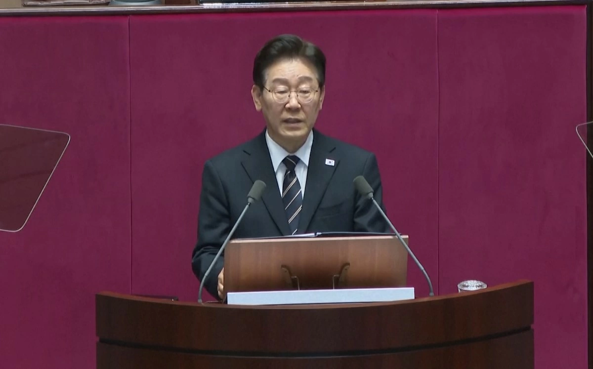 Tổng thống Hàn Quốc Lee Jae Myung phát biểu trước Quốc hội.