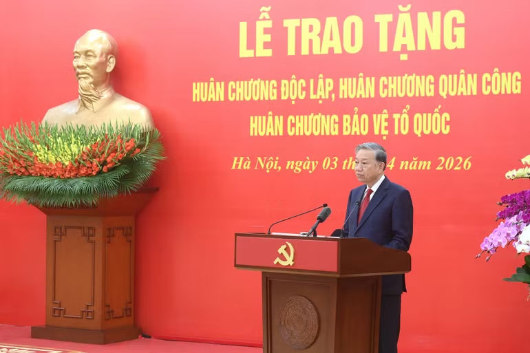 Tổng Bí thư Tô Lâm phát biểu tại buổi lễ. (Ảnh: ĐĂNG KHOA)