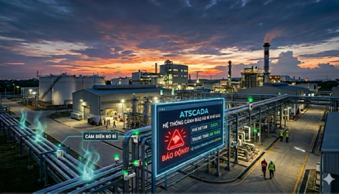 ATSCADA cung cấp Hệ thống SCADA cảnh báo rò rỉ khí gas giúp giảm rủi ro cháy nổ bảo an toàn nhà máy